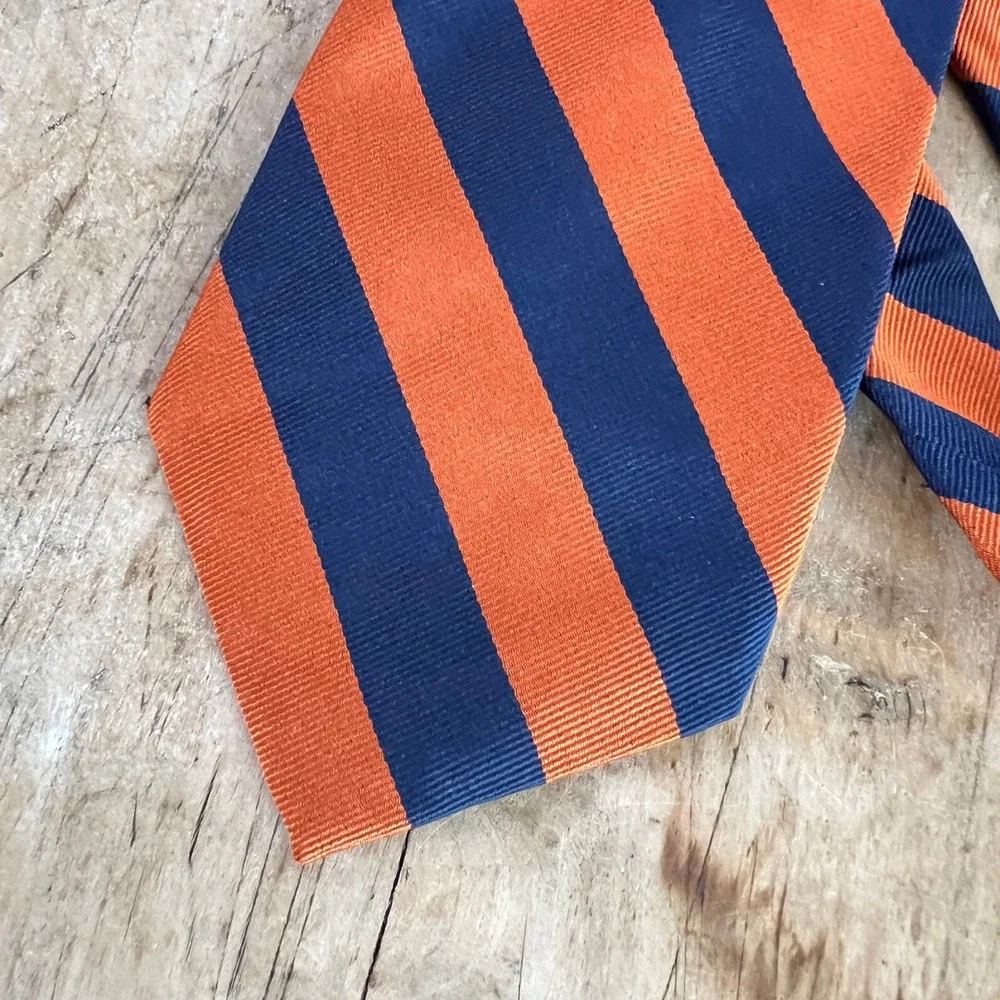 Jos. A. Bank Silk Necktie OS Mens Striped Orange Navy Blue Florida UF Gators Tie